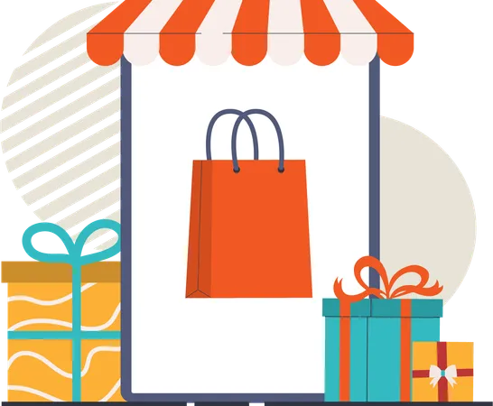 Compras de presentes on-line  Ilustração