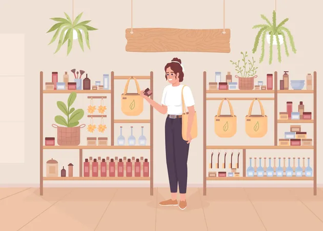 Compras de produtos ecológicos  Ilustração