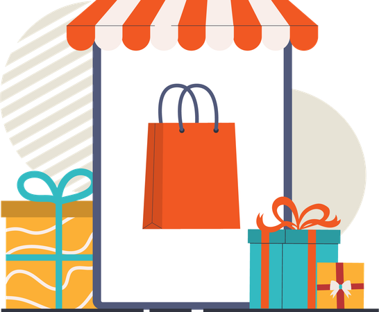 Compras de regalos en línea  Ilustración