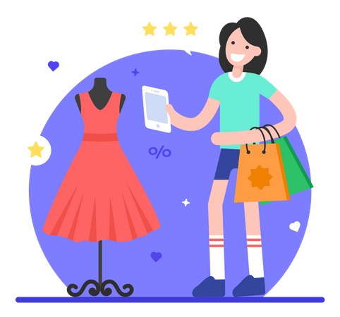 Compras de ropa  Ilustración