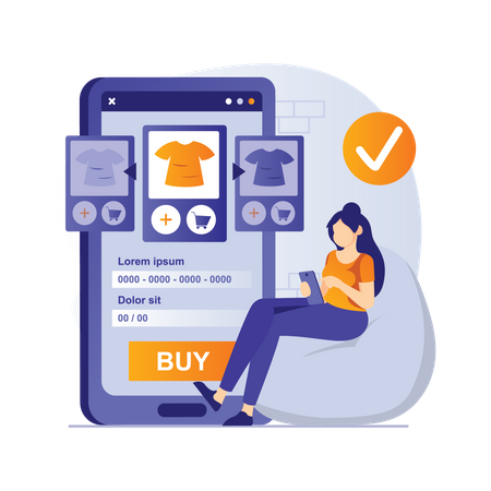Compras de ropa en línea  Ilustración