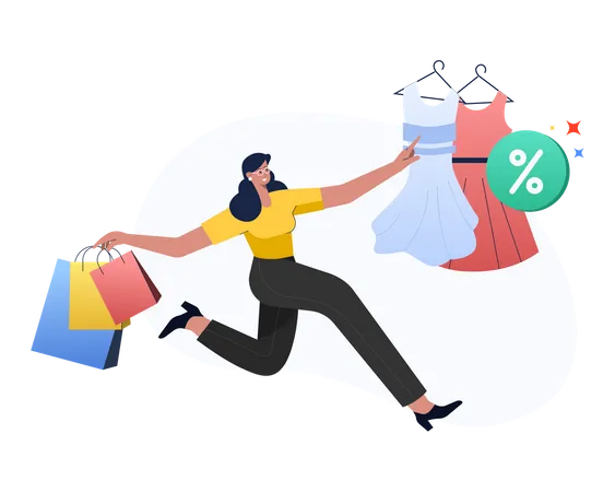 Compras de roupas on-line  Ilustração