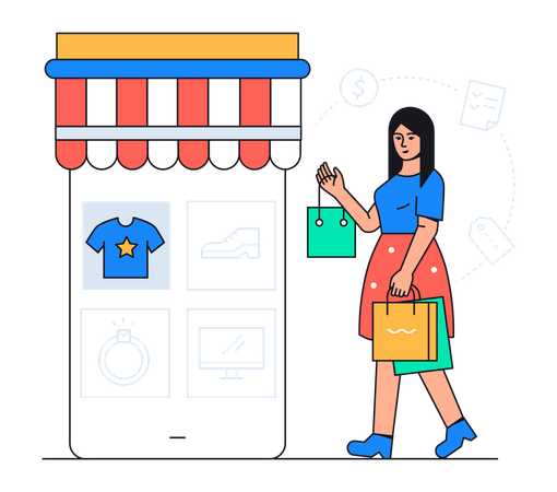 Compras de roupas on-line  Ilustração