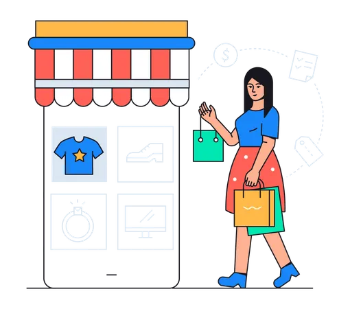 Compras de roupas on-line  Ilustração