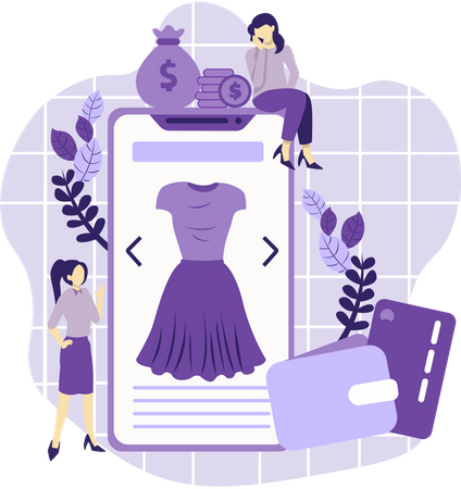 Compras de roupas on-line  Ilustração