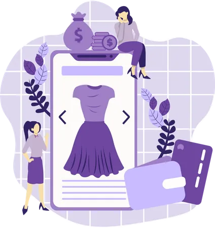 Compras de roupas on-line  Ilustração