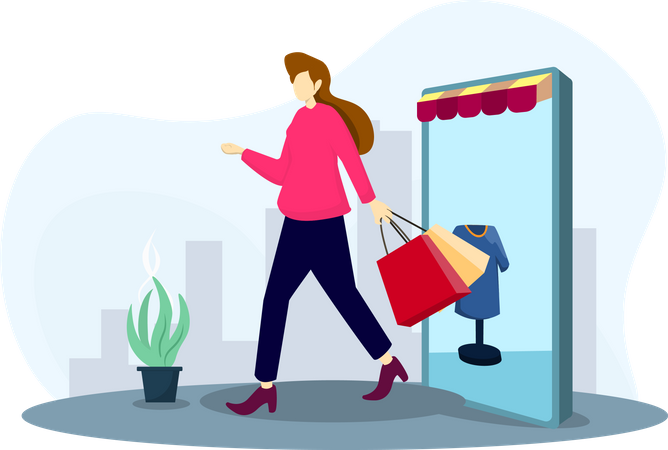 Compras de roupas on-line  Ilustração