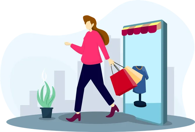 Compras de roupas on-line  Ilustração