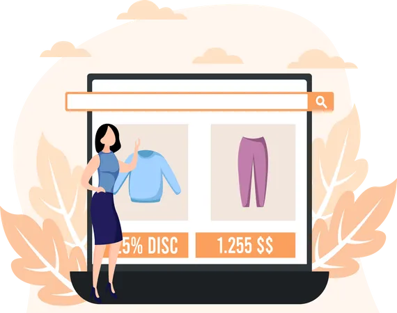 Compras de roupas on-line  Ilustração