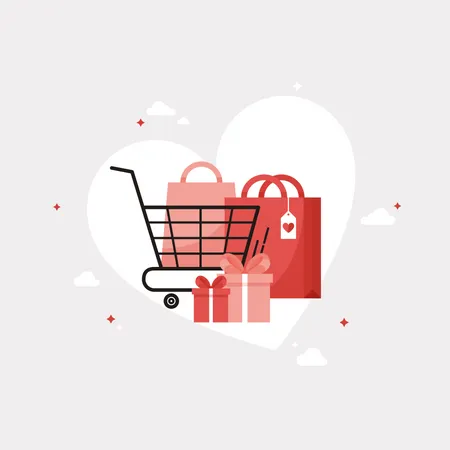 Compras de san valentin  Ilustración