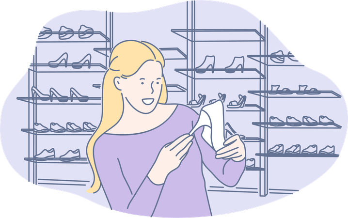 Compras de sapatos  Ilustração