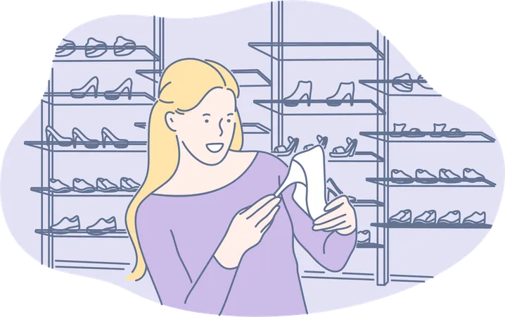 Compras de sapatos  Ilustração