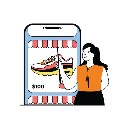 Compras de zapatos  Ilustración