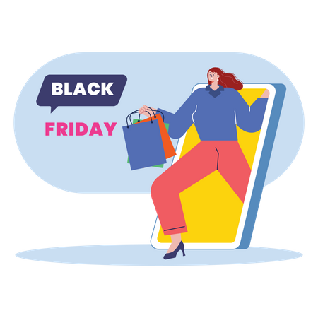 Compras digitales del Black Friday  Ilustración