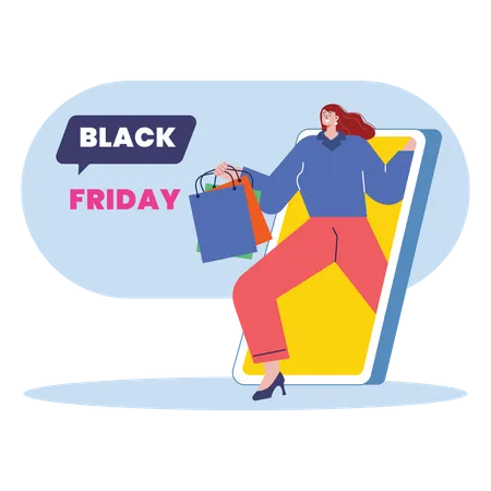 Compras digitales del Black Friday  Ilustración