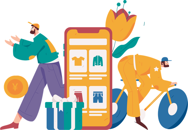 Compras digitales  Ilustración