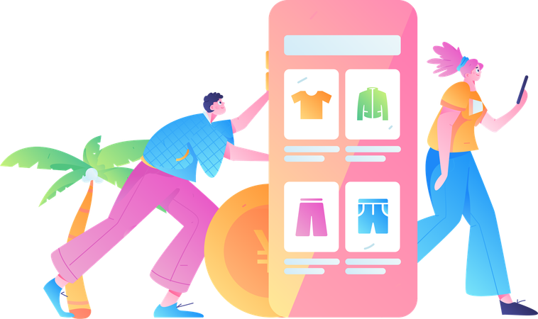 Compras digitales  Ilustración