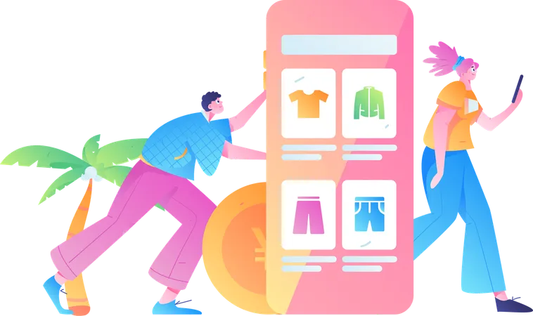 Compras digitales  Ilustración