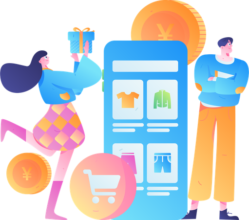 Compras digitales  Ilustración