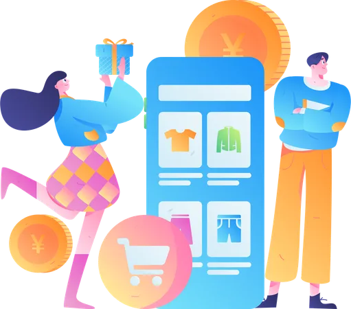 Compras digitales  Ilustración