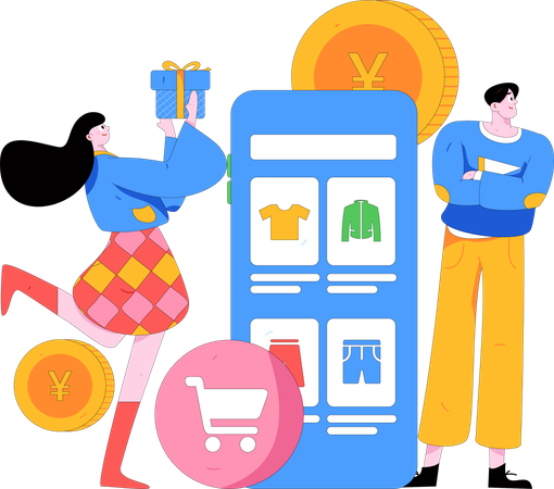 Compras digitales  Ilustración