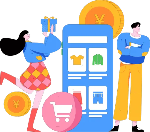 Compras digitales  Ilustración