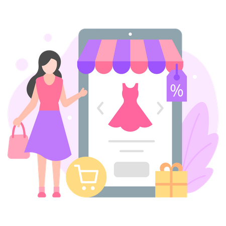 Compras digitales  Ilustración