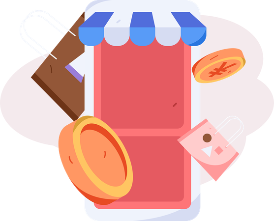 Compras e pagamentos on-line  Ilustração