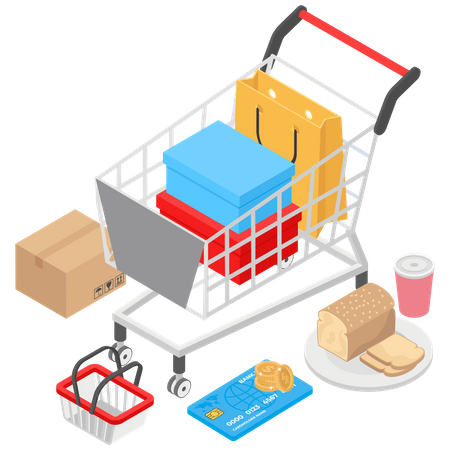 Compras e pagamentos on-line  Ilustração