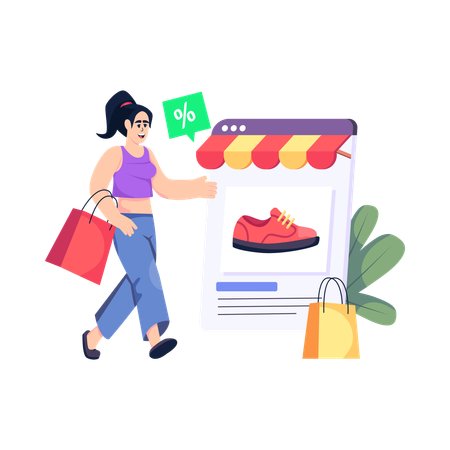 Las compras en línea  Illustration