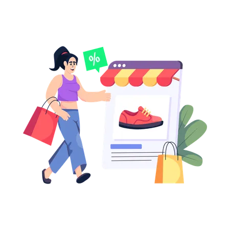 Las compras en línea  Illustration