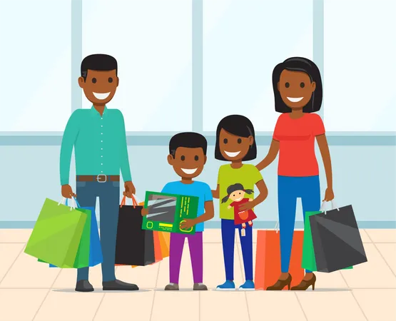 Compras em família  Ilustração