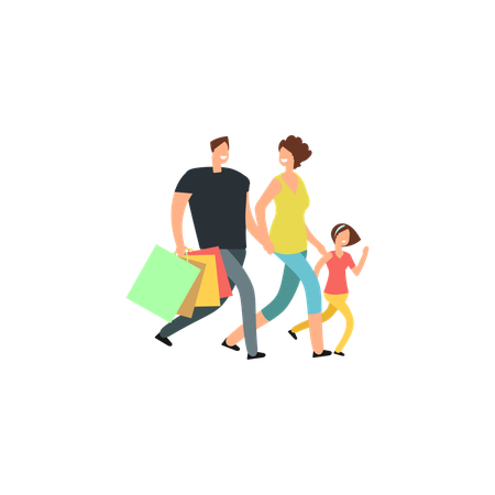 Compras em família feliz  Ilustração