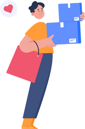 Homem fez compras  Ilustração