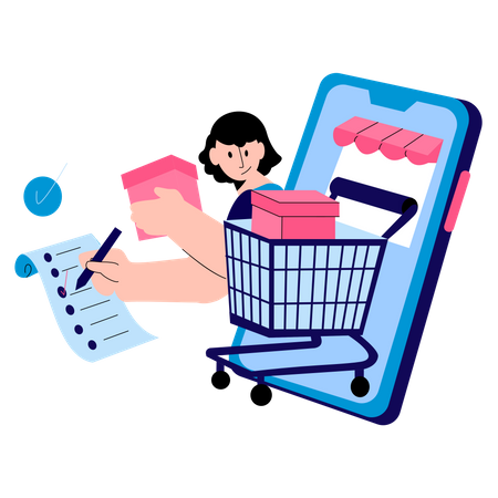 Compras de lista de desejos on-line  Ilustração