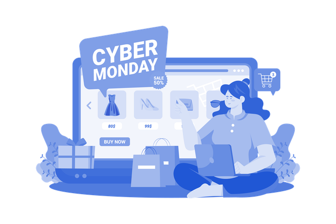 Compras na Cyber Monday  Ilustração