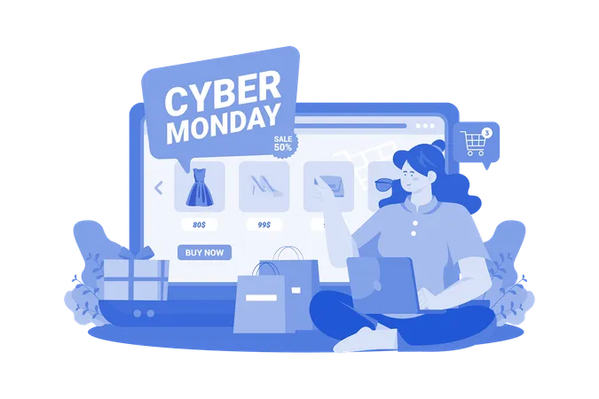 Compras na Cyber Monday  Ilustração