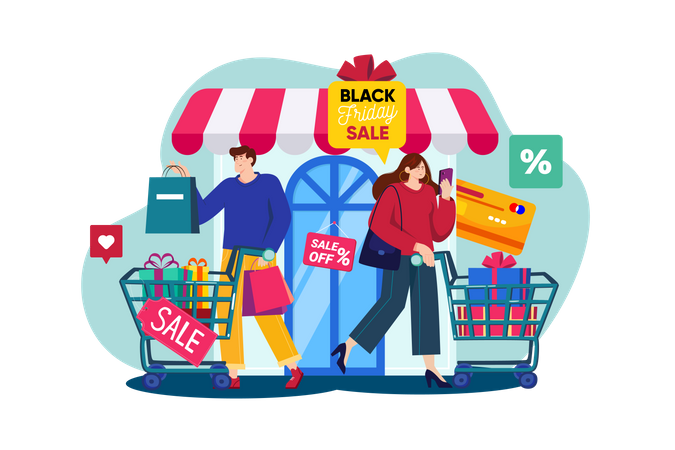 Compras na sexta-feira negra  Ilustração