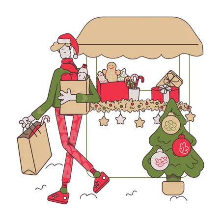 Compras de Navidad  Ilustración