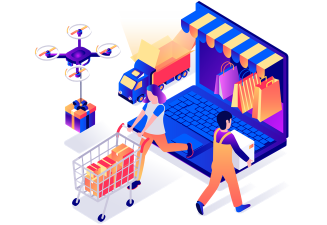 Las compras en línea  Ilustración