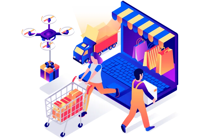 Las compras en línea  Ilustración