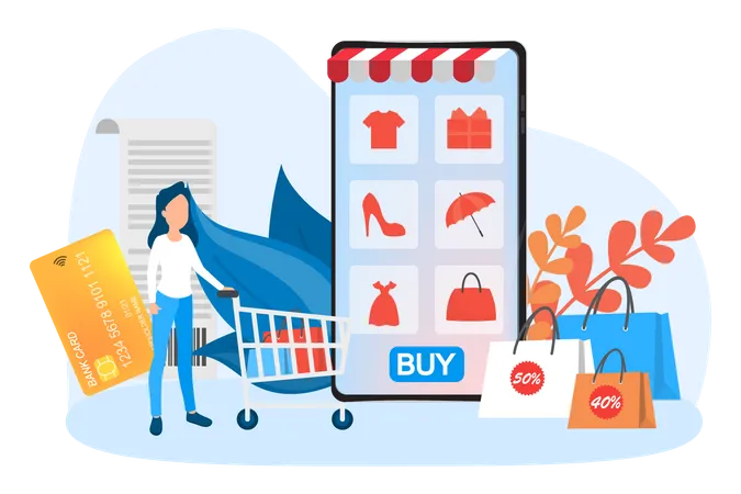 Desconto em compras on-line  Ilustração