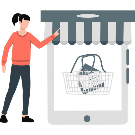 Compras online com suporte ao cliente  Ilustração