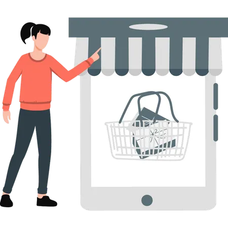 Compras online com suporte ao cliente  Ilustração