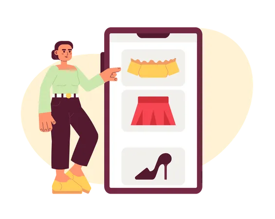 Compras online de roupas femininas  Ilustração