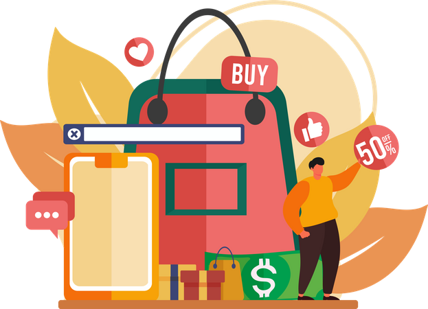 Descuento de compras en línea  Illustration