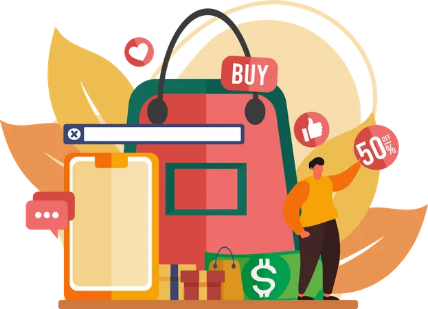 Descuento de compras en línea  Illustration