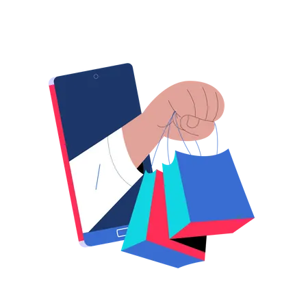 Compras en línea desde el móvil  Ilustración