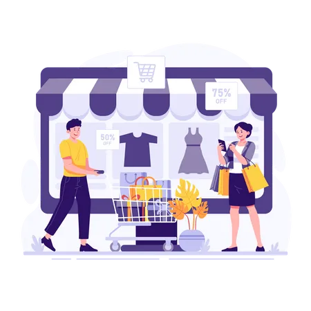 Compras online el viernes negro  Ilustración