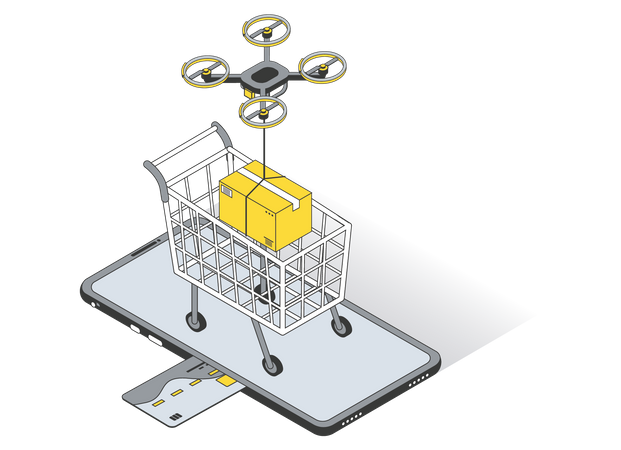 Entrega de compras en línea mediante drones  Illustration